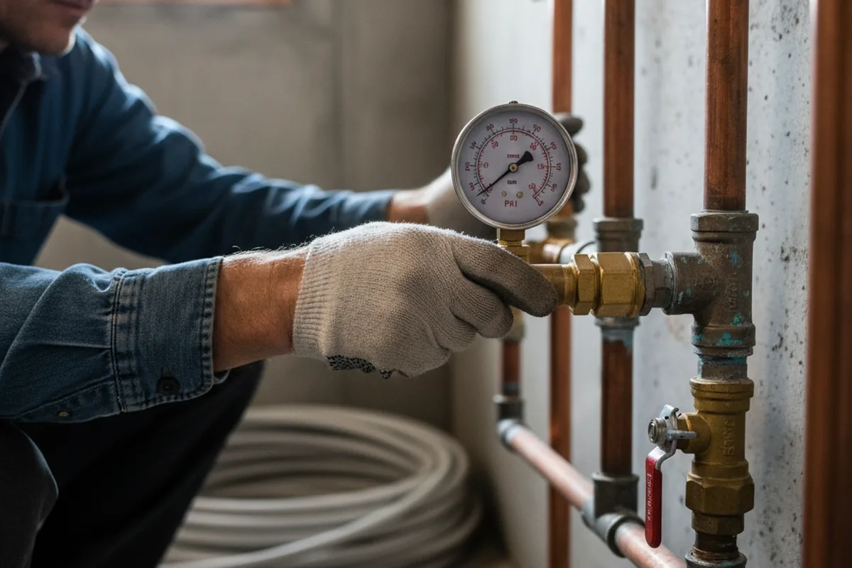 Pressure testing a repaired line during Water Line Repair in Tar Heel
